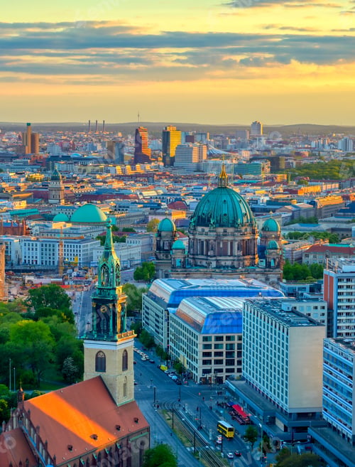 Preview: An Aerial View Of The Berlin Cathedral At Sunset.