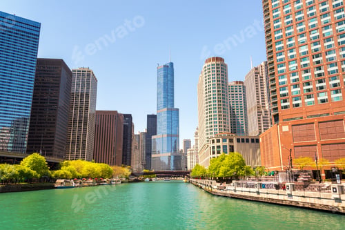 Preview: Skyscrapers In Downtown Chicago As Seen From The Chicago River