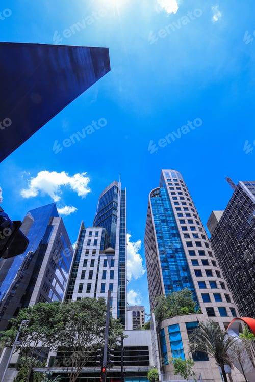 Preview: View Of Modern Skyscrapers Along Avenida Paulista In Sao Paulo, Brazil On Sunny Day