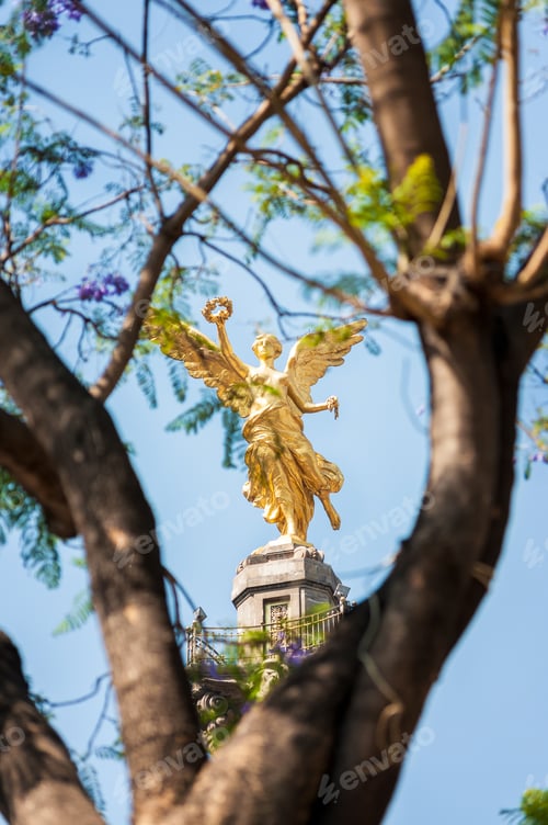 Preview: Angel Of Independence Monument In Mexico City Framed By A Tree