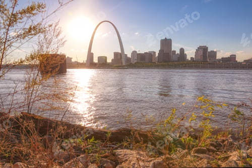Preview: The St. Louis, Missouri Skyline Across The Mississippi River.
