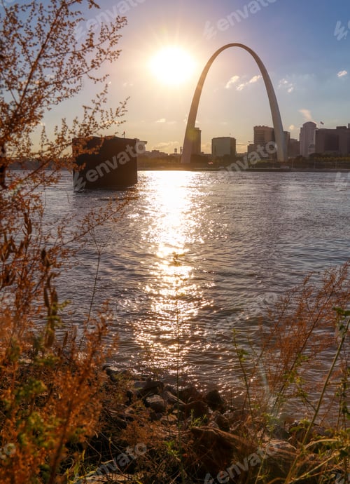 Preview: The St. Louis, Missouri Skyline Across The Mississippi River.
