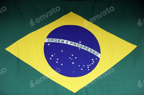 Preview: Brazilian Flag With Colors Green, Yellow And Blue
