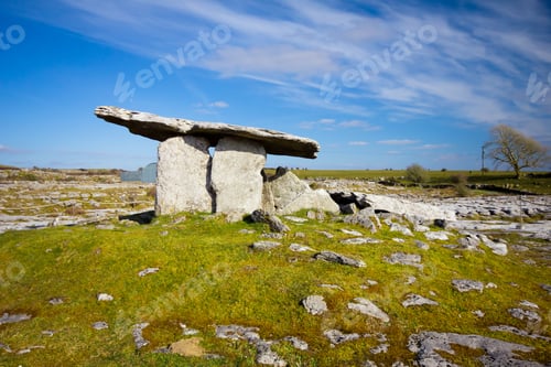 Preview: Ancient Neolithic Period Poulnabrone Dolmen, Portal Tomb In The Burren, County Clare, Ireland.