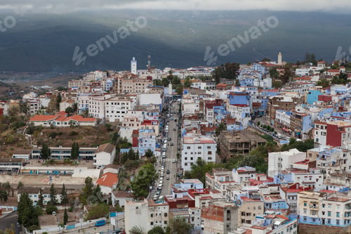 Preview: Overlook Of Chefchaouen, Morocco, The Striking, Variously Hued Blue-Washed Old Town