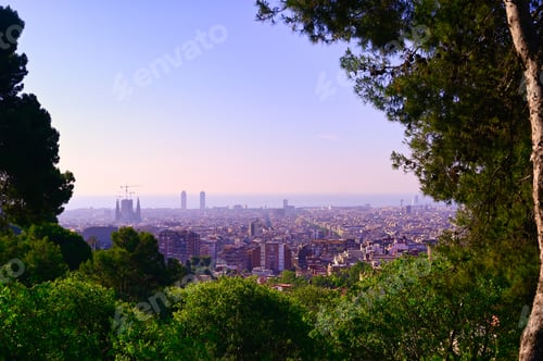 Preview: An Aerial View Of Barcelona, Spain On A Clear Day.