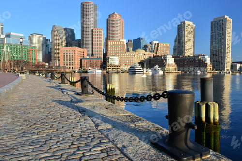 Preview: Boston Harbor And Financial District'S Skyline, Boston, Ma, Usa