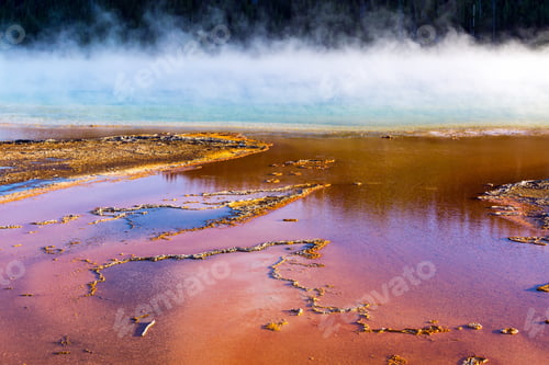 Preview: Steam Rising From The Colorful Grand Prismatic Spring In Yellowstone National Park In Wyoming