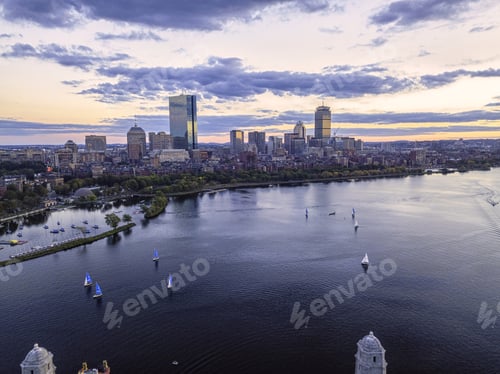 Preview: Boston Massachusetts Usa, Back Bay Skyline Of Downtown On A Summer, Aerial View