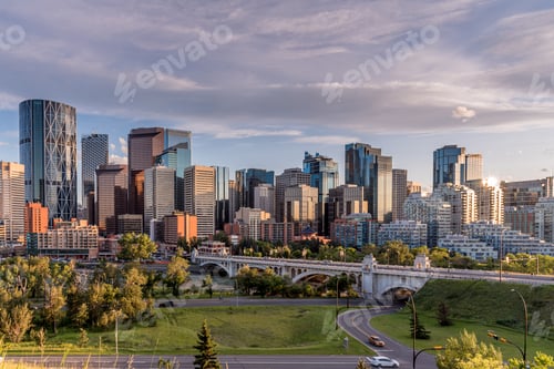 Preview: View Of Calgary'S Skyline At Night Along The Bow River.