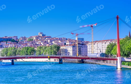 Preview: A View Of Lyon, France Along The Saone River In The Afternoon.