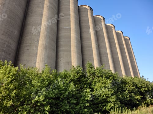 Preview: Industrial Concrete Grain Silos - Landscape Photo