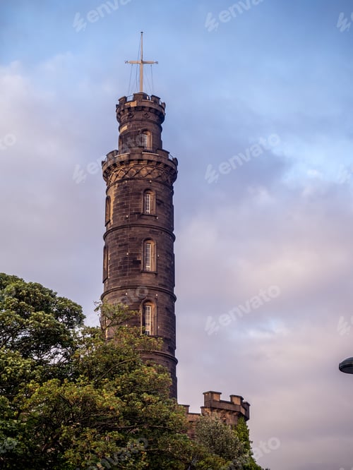 Preview: Nelson Monument On Calton Hill In Edinburgh Scotland At Sunset
