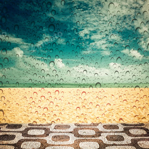 Preview: Rainy Day On Empty Ipanema Beach, Rio De Janeiro - Vintage Look