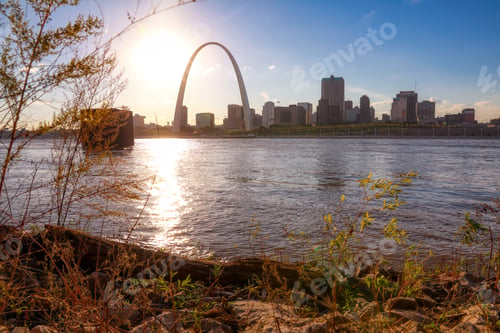 Preview: The St. Louis, Missouri Skyline Across The Mississippi River.