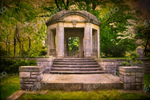 Preview: Beautiful Stone Garden Gazebo With Vintage Texture