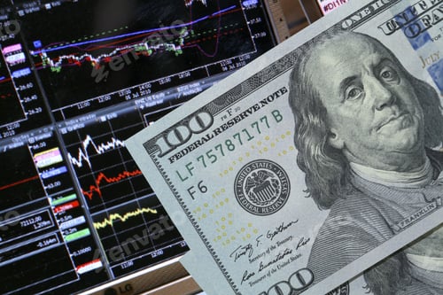 Preview: Stock Market Graph With Dollars Banknote