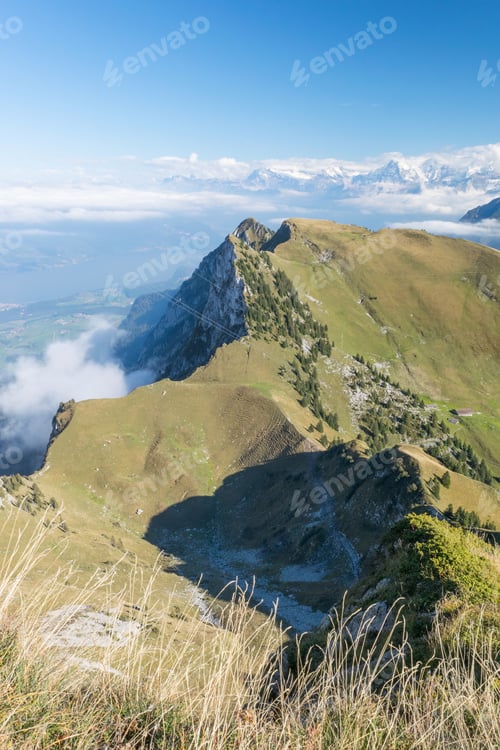 Preview: Panoramic Erlenbach And Mountains From Stockhorn Swiss Alps, Switzerland