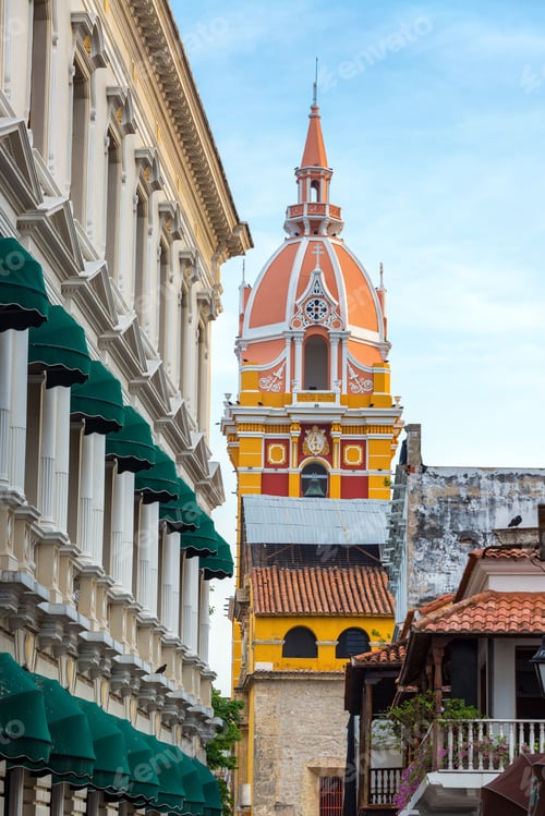 Preview: View Of The Yellow And Pink Cathedral In Cartagena, Colombia
