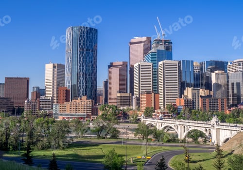 Preview: Calgary Skyline With Bow River In Foreground.