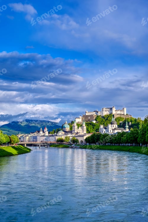 Preview: A View Of The Austrian City Of Salzburg Along The Salzach River.