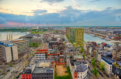 Preview: Aerial View Of The Port Of Antwerp In Antwerp, Belgium.