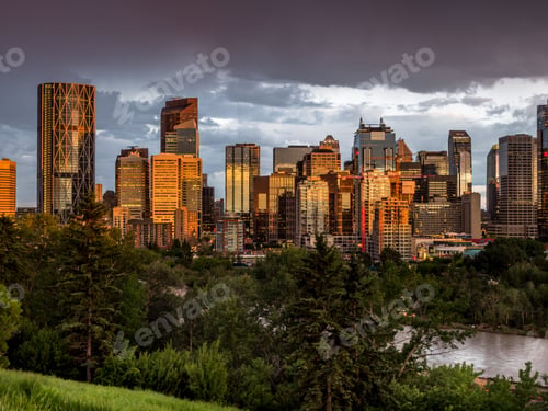 Preview: Calgary Skyline At Night With Bow River