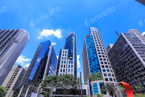 Preview: View Of Modern Skyscrapers Along Avenida Paulista In Sao Paulo, Brazil On Sunny Day