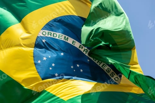 Preview: Dtail Of Brazilian Flag On Wind