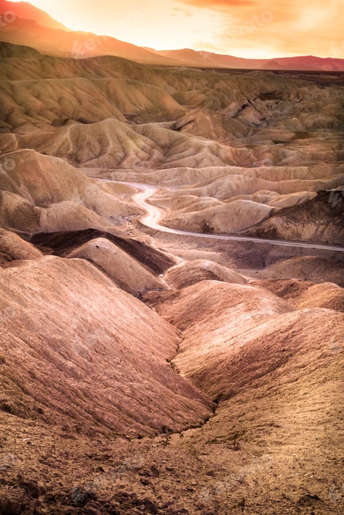 Preview: Beautiful Colorful Death Valley National Park Landscape Travel Image With Mountains