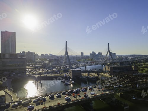 Preview: Pier Of Boston Massachusetts Usa, Wharf With Sailboat And Yachts In Charles Rive, Skyline