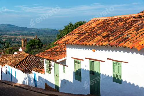 Preview: Old Colonial Town Of Barichara, Colombia With The Cathedral In The Background