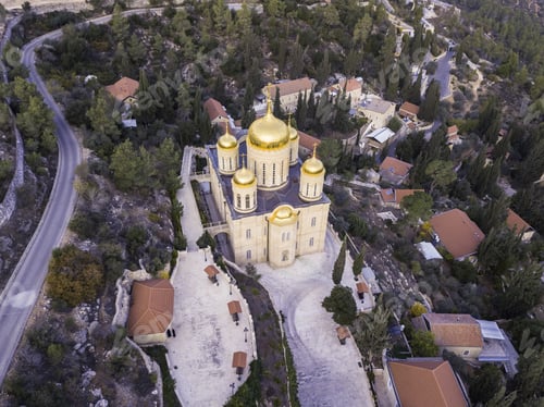 Preview: Moscovia Gorny Monastery Church Buildings Golden, Forest Ein Karem, Jerusalem Israel Hadassah