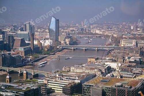 Preview: An Aerial View Of London, Uk Along The River Thames.