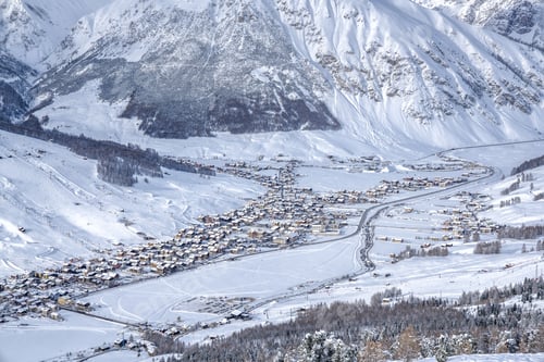 Preview: Aerial View Of Typical Alp Ski Resort In Winter,Lombardy, Italy