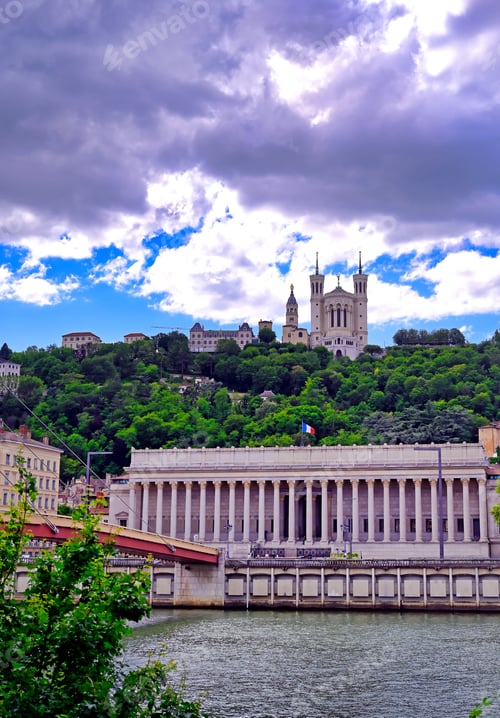 Preview: The Basilica Of Notre Dame De Fourviere Overlooking Lyon, France And The Saone River.