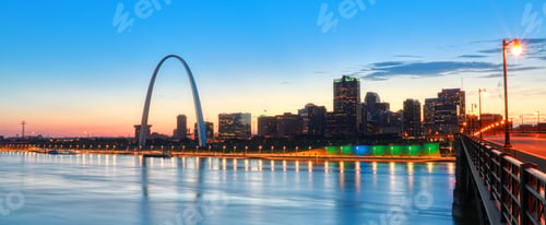 Preview: The St. Louis, Missouri Skyline And Gateway Arch From Eads Bridge.
