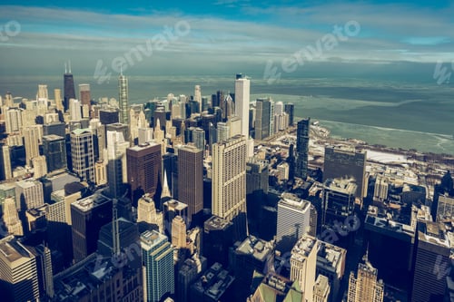 Preview: Chicago Skyscrapers, Winter Downtown Panorama