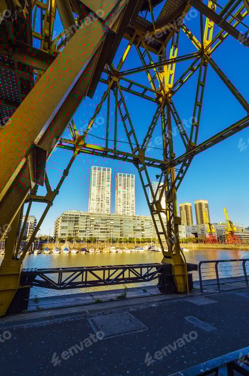 Preview: View Of Puerto Madero Skyscrapers As Seen From Under A Crane In Buenos Aires