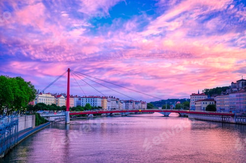 Preview: A View Of Lyon, France Along The Saône River At Sunset.
