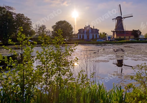 Preview: Historic Windmills Located In Kralingen Lake In Rotterdam, The Netherlands.