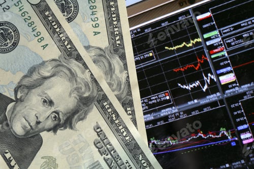 Preview: Stock Market Graph With Dollars Banknote
