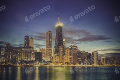Preview: Chicago Downtown Skyline By Dusk