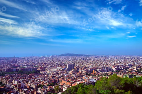 Preview: An Aerial View Of Barcelona, Spain On A Clear Day.