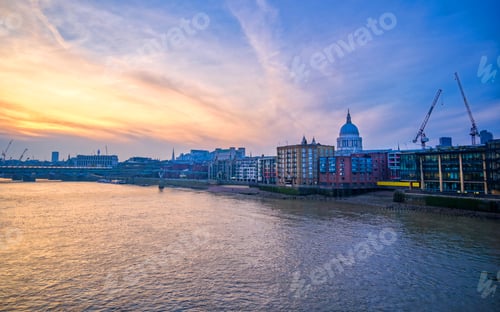 Preview: St. Paul'S Cathedral Across Millennium Bridge And The River Thames In London, Uk.