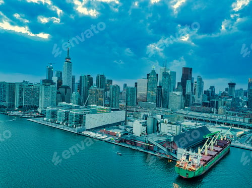 Preview: Beautiful Panorama Of Toronto Skyline At Sunset In Ontario, Canada. Aerial View Photograph