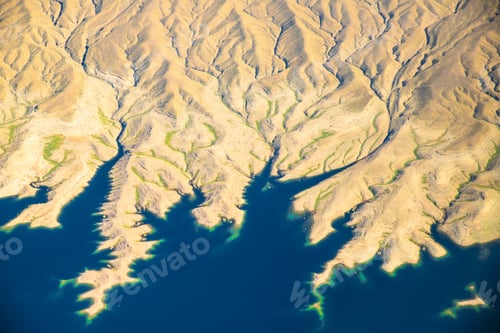 Preview: Aerial Photography Over Nevada With Landforms And Lake Mead
