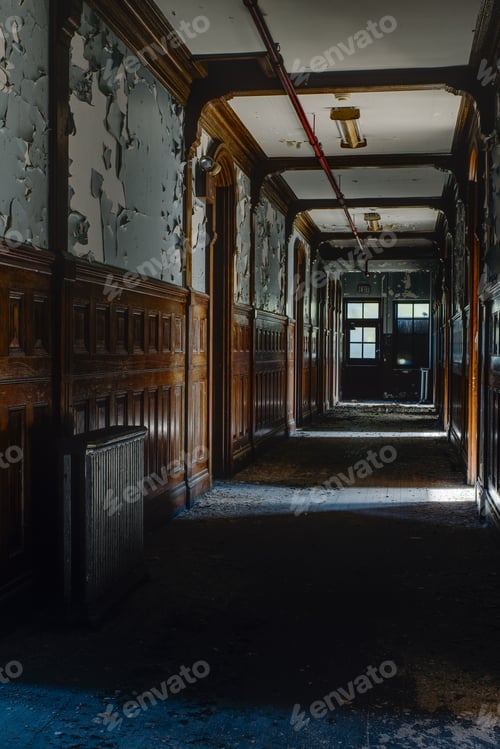 Preview: An Interior View Of A Derelict Hallway In An Abandoned Boys School In New York.