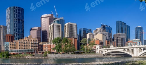 Preview: Calgary'S Skyline On A Beautiful Spring Day. Calgary Is The Corporate Centre Of The Oil Industry In