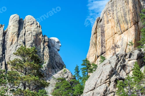Preview: Profile View Of George Washington At Mt Rushmore In South Dakota